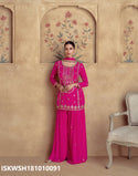 Embroidered Chinon Silk Kurti With Sharara And Net Dupatta-ISKWSH181010091