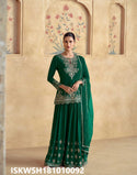 Embroidered Chinon Silk Kurti With Sharara And Net Dupatta-ISKWSH181010092