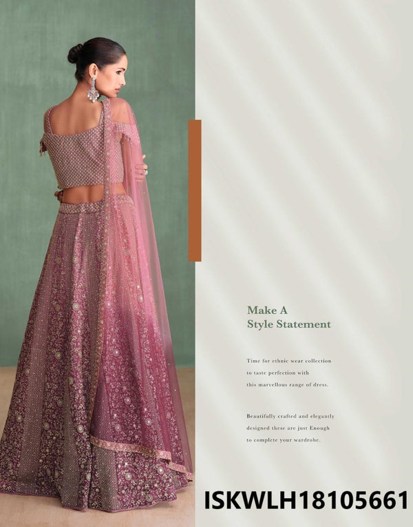 Embroidered Georgette Lehenga With Blouse And Dupatta-ISKWLH18105661