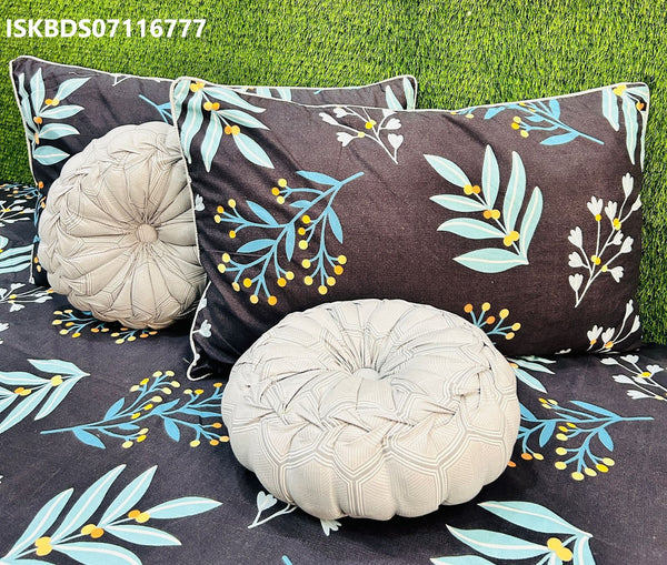 Glace Cotton Double Bedsheet With Pillow Cover Set-ISKBDS07116777