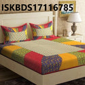 Jaipuri Printed Double Bed-Sheet With 2 Flap Pillow Cover Set-ISKBDS17116785