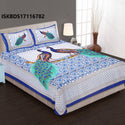 Jaipuri Printed Double Bed-Sheet With 2 Flap Pillow Cover Set-ISKBDS17116782