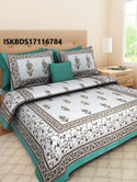 Jaipuri Printed Double Bed-Sheet With 2 Flap Pillow Cover Set-ISKBDS17116784