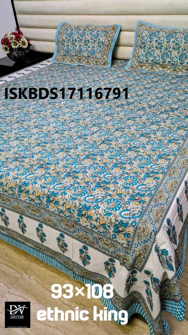 Cotton King Size Bedsheet With Pillow Cover-ISKBDS17116791