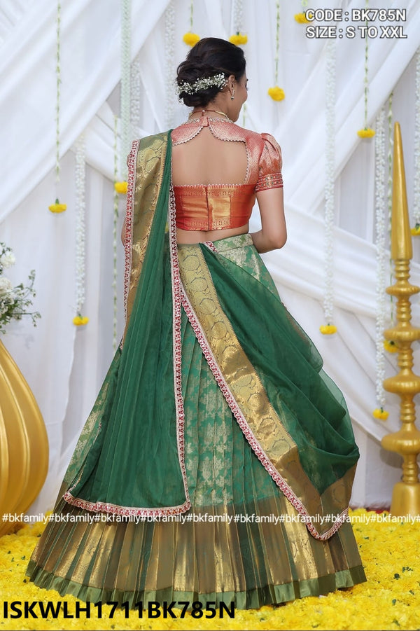 Banarasi Silk Lehenga With Blouse And Organza Dupatta-ISKWLH1711BK785N