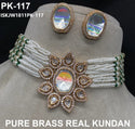 Pure Brass Real Kundan Necklace Set-ISKJW1811PK-117