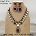 Pure Brass Real Kundan Necklace Set-ISKJW1811PK-S209