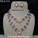 Pure Brass Real Kundan Necklace Set-ISKJW1811PK-A114