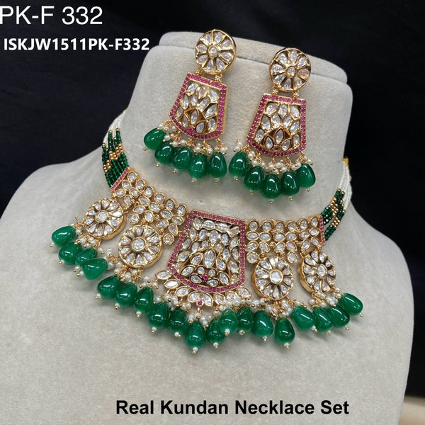 Real Kundan Necklace Set-ISKJW1511PK-F332