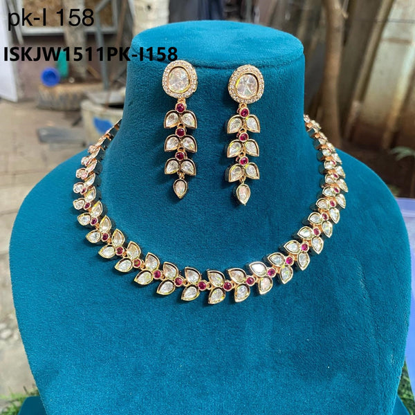 Kundan Necklace Set-ISKJW1511PK-I158