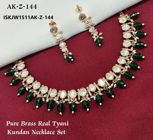 Pure Brass Real Kundan Necklace Set-ISKJW1511AK-Z-144