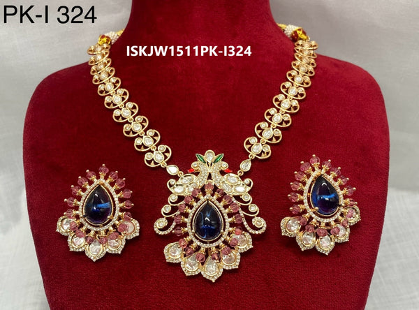 Kundan Necklace Set-ISKJW1511PK-I324