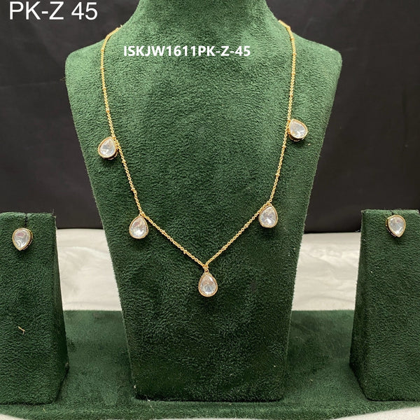 Kundan Necklace Set-ISKJW1611PK-Z-45