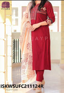 Ajrakh Cotton Kurti With Pant And Printed Dupatta -ISKWSUFC211124R/FC201124B