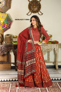 Bagru Hand Block Printed Cotton Lehenga With Blouse And Malmal Dupatta-ISKWLH251119002