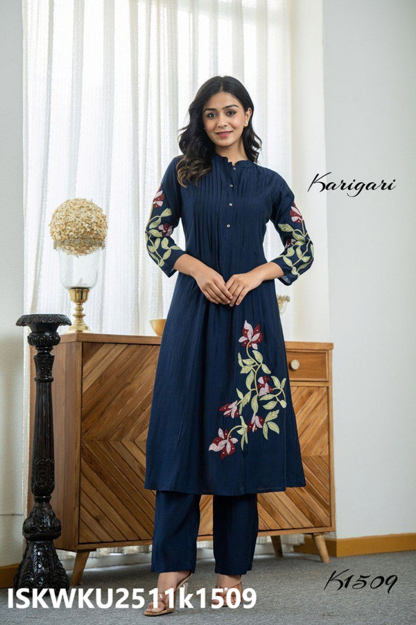 Embroidered Silk Kurti With Pant-ISKWKU2511k1509