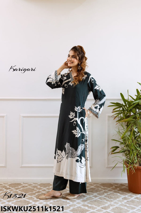 Printed Rayon Kurti With Palazzo-ISKWKU2511k1521