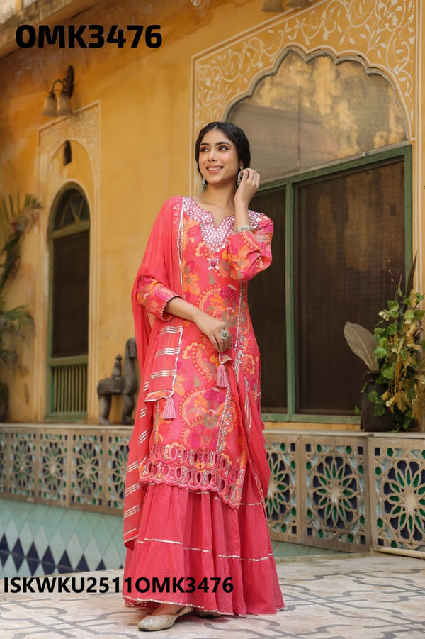 Digital Maslin Kurti With Chiffon Dupatta-ISKWKU2511OMK3476