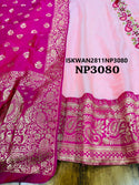 Embroidered Malmal Cotton Anarkali With Banarasi Silk Dupatta-ISKWAN2811NP3080