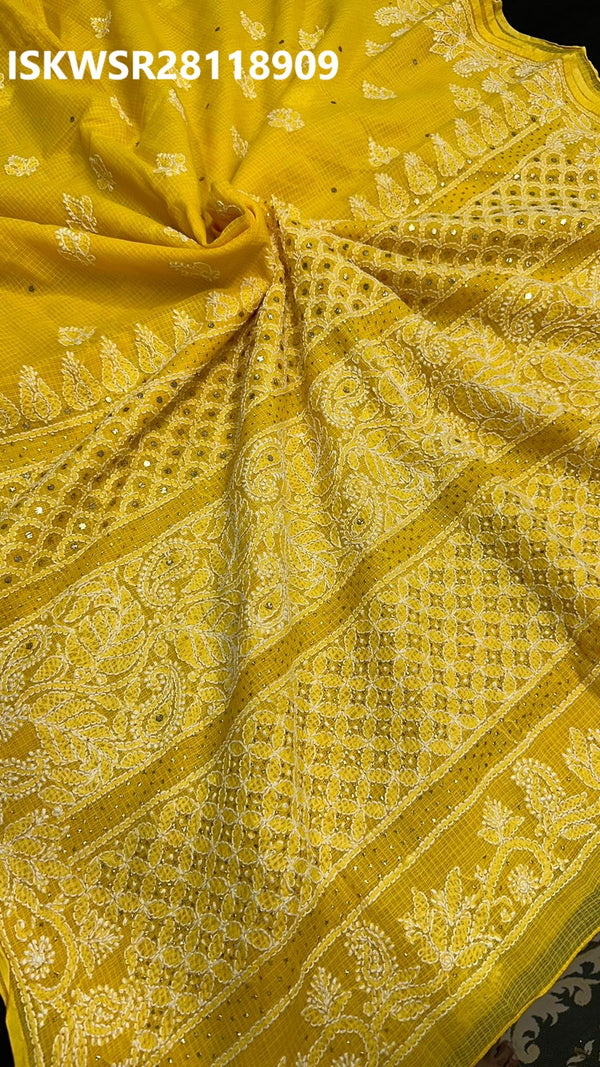 Dyable Chikankari Kota Doriya Saree-ISKWSR28118909