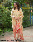 Jamdani Weaved Cotton Kurti With Pant AndDupatta-ISKWSU0312PPC/D1776