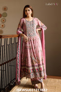 Printed Crepe Silk Anarkali Kurti With Pant And Dupatta-ISKWSU031217882