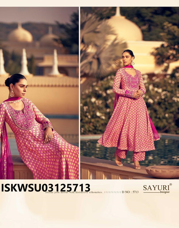 Embroidered Chinon Silk Anarkali Kurti With Pant And Dupatta-ISKWSU03125714 (Copy)