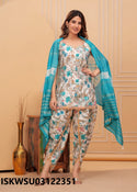 Digital Printed Maslin Kurti With Dhoti Pant And Chiffon Dupatta-ISKWSU03122351