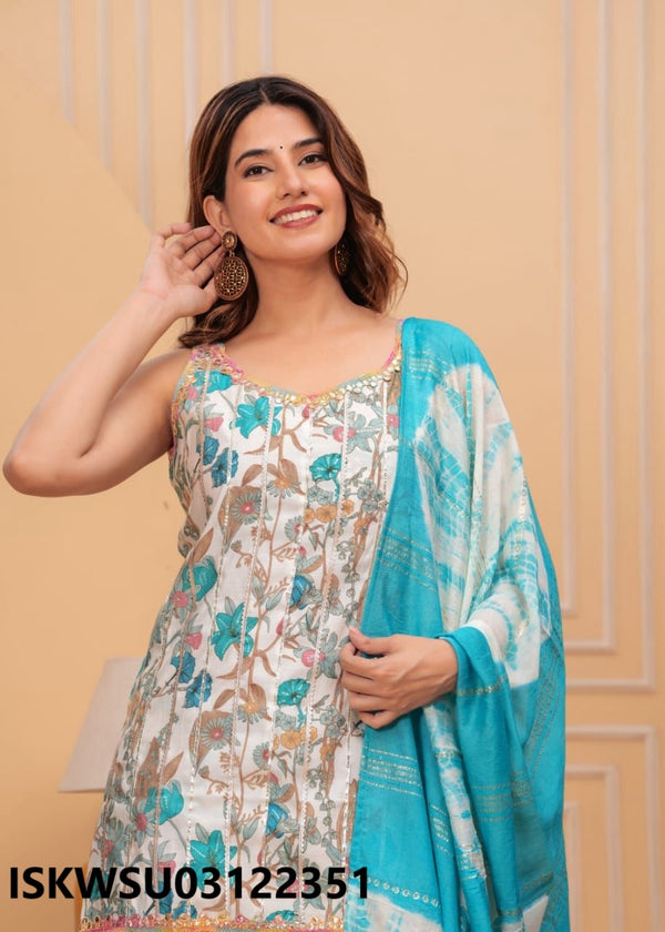 Digital Printed Maslin Kurti With Dhoti Pant And Chiffon Dupatta-ISKWSU03122351