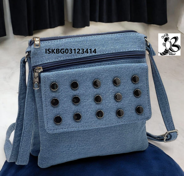 Denim Sling Bag-ISKBG03123414