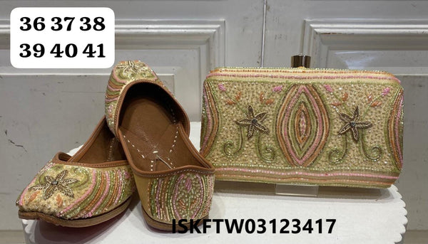 Embroidered Ethnic Punjabi Jutti And Clutch Set-ISKFTW03123417