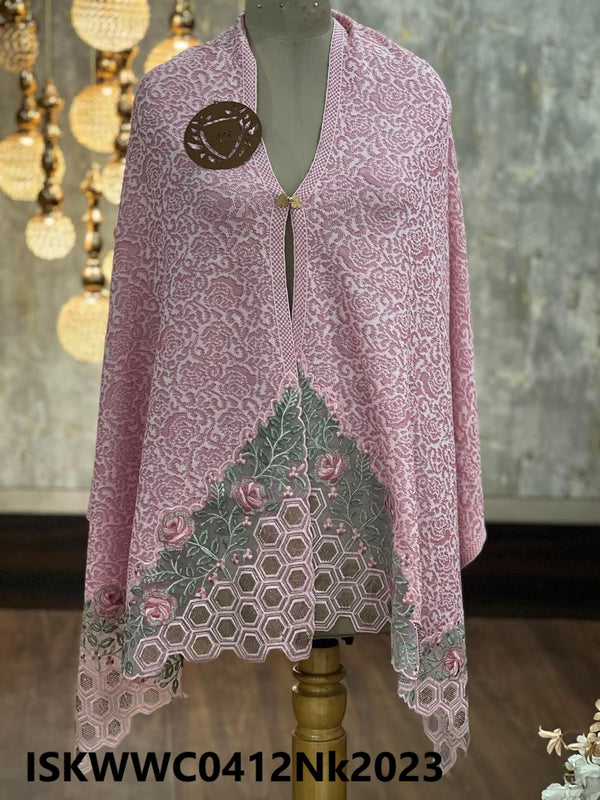 Sequined Woolen Stole Cape-ISKWWC0412Nk2023