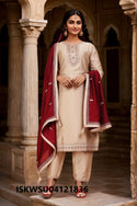 Embroidered Silk Kurti With Pant And Dupatta-ISKWSU04121836