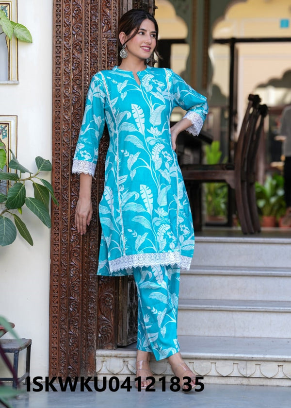 Printed Cotton Kurti With Pant-ISKWKU04121835