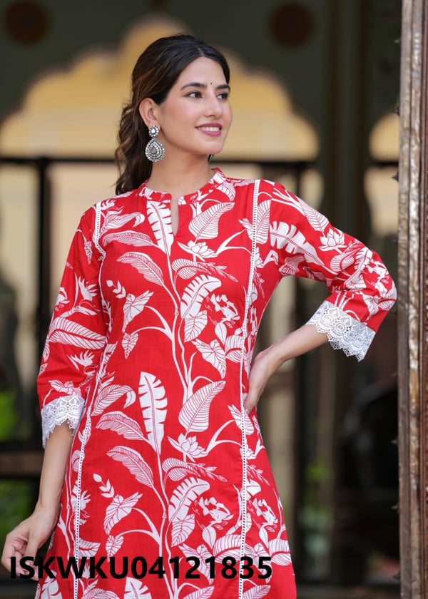 Printed Cotton Kurti With Pant-ISKWKU04121835