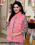 Kantha Printed Cotton Kurti With Pant And Woolen Jacket-ISKWKU04121833