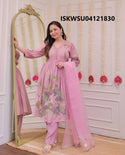 Embroidered Cotton Flared Kurti With Pant And Dupatta-ISKWSU04121830