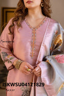 Embroidered Tissue Kurti With Pant And Printed Dupatta-ISKWSU04121829