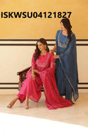 Embroidered Malmal Chanderi Kurti With Pant And Dupatta-ISKWSU04121827