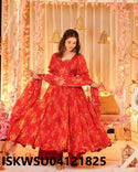 Printed Organza Anarkali Kurti With Silk Pant And Dupatta-ISKWSU04121825