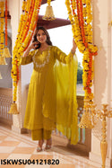 Embroidered Tissue Kurti With Pant And Organza Dupatta-ISKWSU04121820