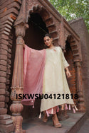 Embroidered Shimmer Silk Kurti With Pant And Chiffon Dupatta-ISKWSU04121818