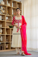 Embroidered Chinon Anarkali Kurti With Pant And Dupatta-ISKWSU04121816