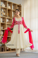 Embroidered Chinon Anarkali Kurti With Pant And Dupatta-ISKWSU04121816