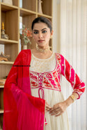 Embroidered Chinon Anarkali Kurti With Pant And Dupatta-ISKWSU04121816