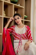 Embroidered Chinon Anarkali Kurti With Pant And Dupatta-ISKWSU04121816