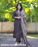 Handloom Cotton Kurti With Pant And Batik Printed Khadi Silk Dupatta-ISKWSU1612PPC/D1258