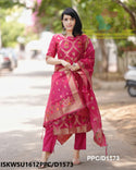 Banarasi Weaved Chanderi Silk Kurti With Silk Pant And Banarasi Dupatta-ISKWSU1612PPC/D1573