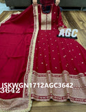 Embroidered Maslin Silk Gown With Dupatta-ISKWGN1712AGC3642