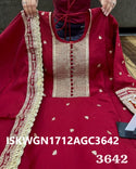 Embroidered Maslin Silk Gown With Dupatta-ISKWGN1712AGC3642